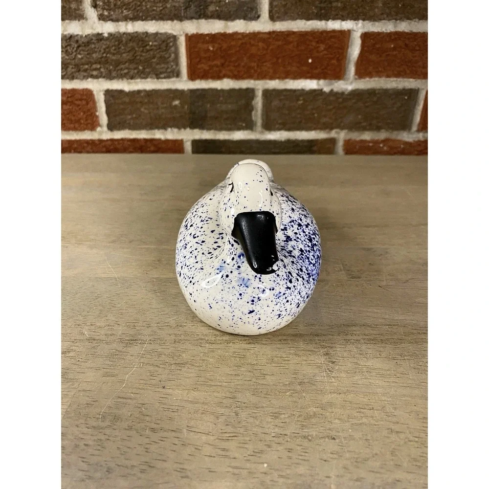Vintage‎ Blue-Speckled Duck Figurine Ceramic Decor Enesco